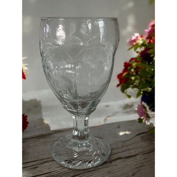 Set Of 4 Vintage Libbey Chivalry Textured Clear Glass Goblets - Picture 8 of 11